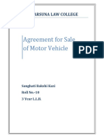 Agreement For Sale of Motor Vehicle