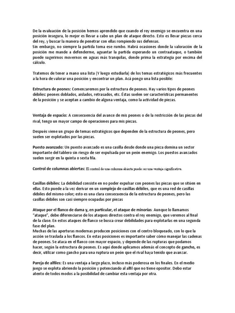 Estrategias de Ajedrez: Ataque y Defensa | PDF | Estrategia de ajedrez ...