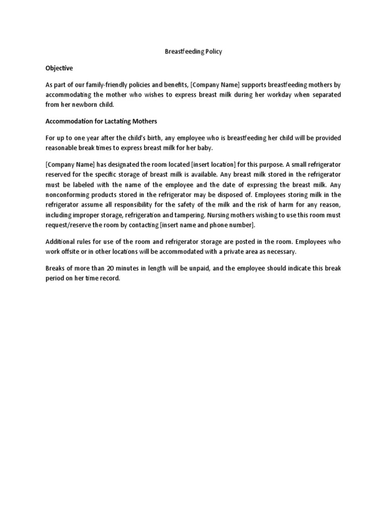 Sample Breastfeeding Policy PDF