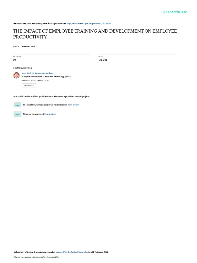Training's Impact on Employee Productivity | PDF | Human Capital ...