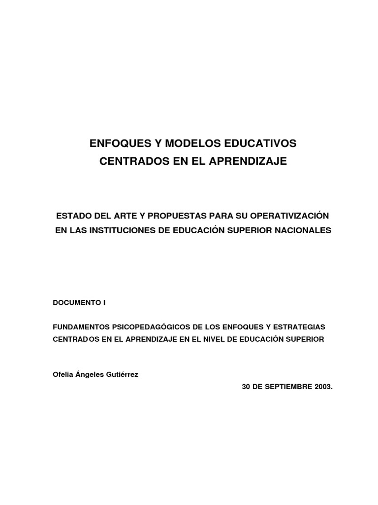 Enfoques y Modelos Educativos | PDF | Aprendizaje | Sicología