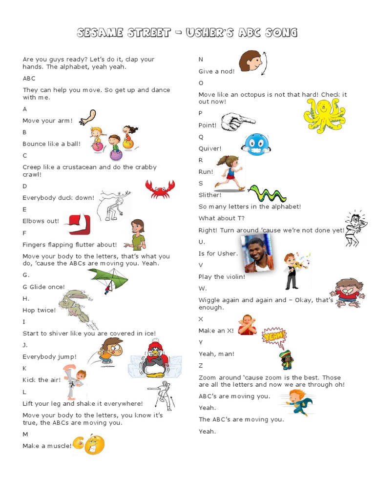 Sesame Street Lyrics Abc Usher Pdf | Pdf