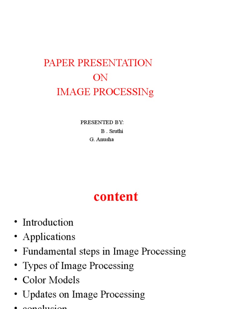 Image Processing Presentation Overview | PDF