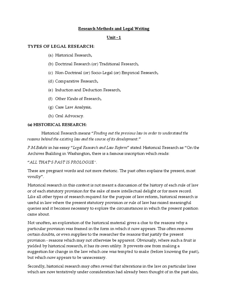 Types of Legal Research Methods | PDF | Quantitative Research | Precedent