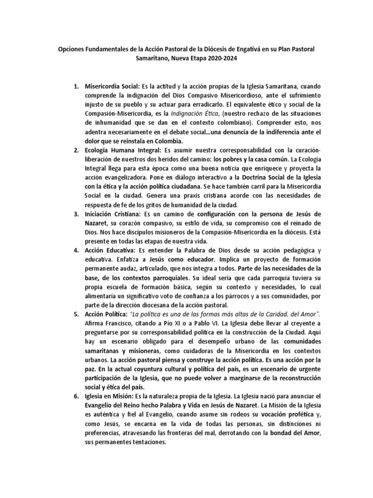 Acción Pastoral en la Diócesis de Engativá | PDF | Jesús | Iglesia Católica