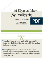 Ciri-Ciri Khusus Islam. Syumuliyyah