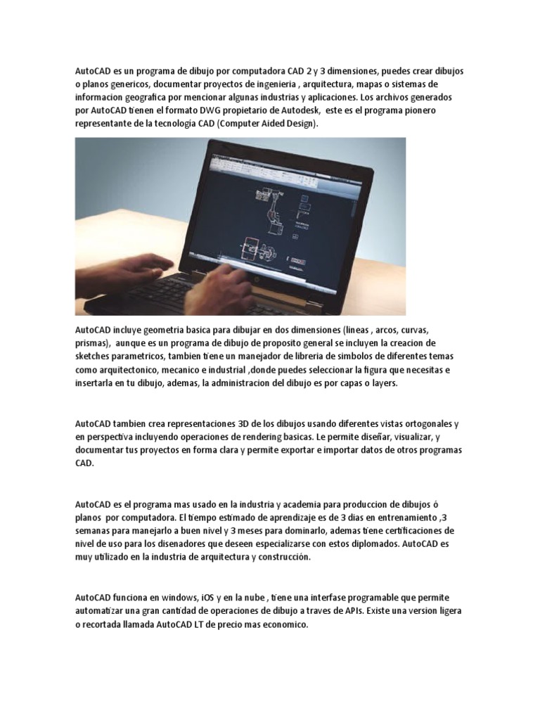 AutoCAD Es Un Programa de Dibujo Por Computadora CAD 2 y 3 Dimensiones ...