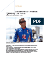 Justin Wilson in Critical Condition After Indy Car Wreck: The New York Times