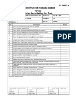 Construction Check Sheet Piping Installation For Test PI-0021A