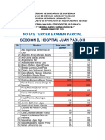 Notas Tercer Examen Parcial, Seccion B, Juan Pablo