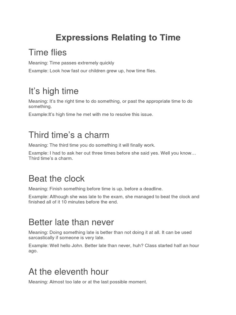 Common Expressions About Time | PDF | Career & Growth