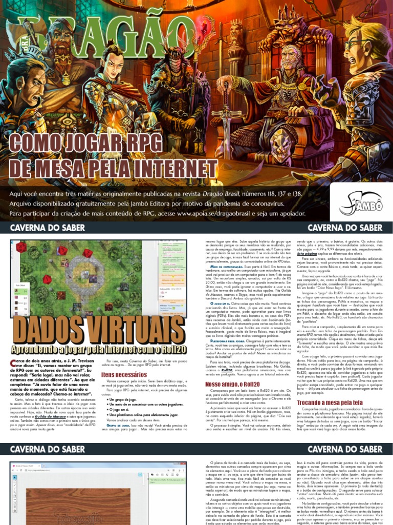 Dragão Brasil - Como Jogar RPG de Mesa Pela Internet, PDF, Jogos de RPG