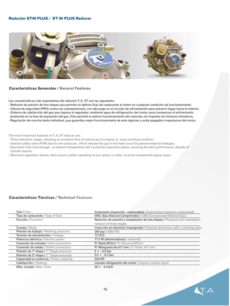 Reductor ST80 PLUS para GNC | PDF | Gases | Ingeniería de Edificación