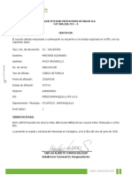 Certificado de afiliación a EPS Coosalud