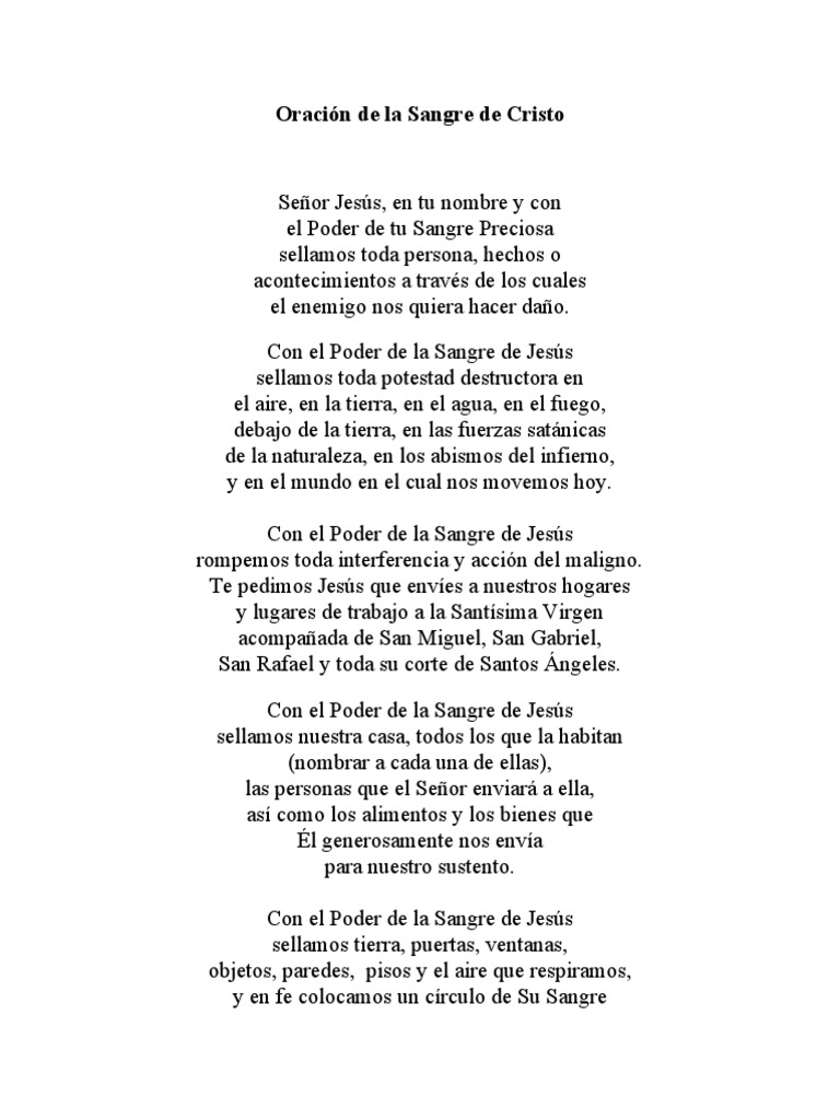 Oración A La Sangre de Cristo | PDF | Cristo (título) | Jesús