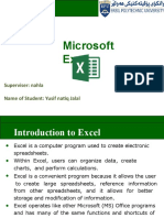 Microsoft Excel: Superviser: Nahla Name of Student: Yusif Natiq Jalal