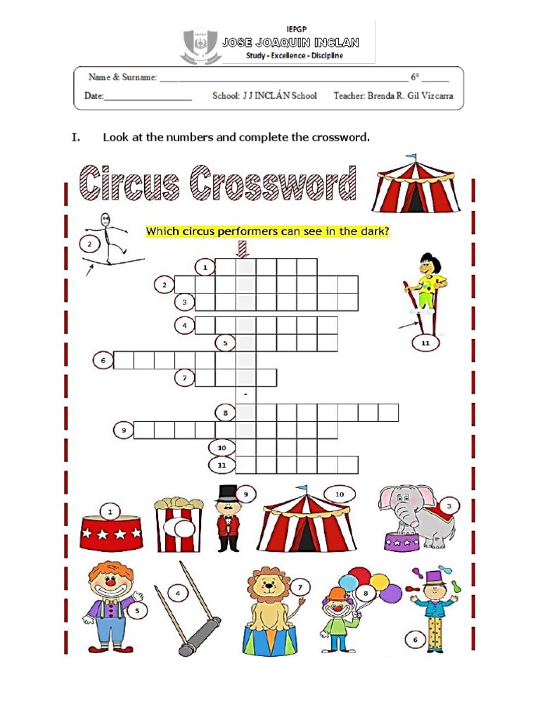 Circus Crossword PDF