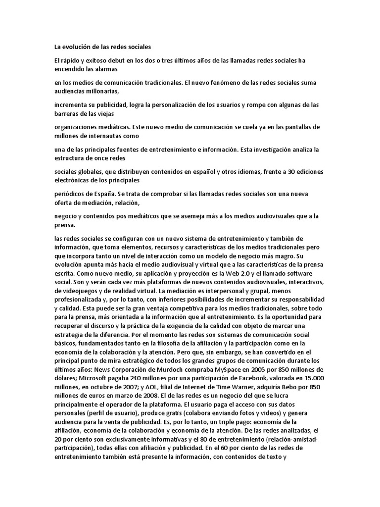 La Evolución de Las Redes Sociales | PDF | Red social | Facebook