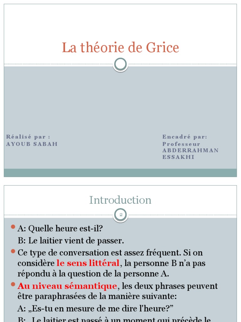 Exposé de Paul Grice (Communication) | PDF | Logique | Communication ...