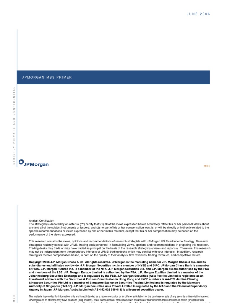 (JP MBS Primer PDF Mortgage Backed Security Fannie Mae