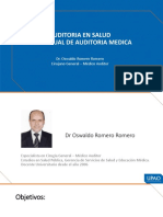 Auditoria en Salud Plan Anual de Auditoria Medica: Dr. Oswaldo Romero Romero Cirujano General - Médico Auditor