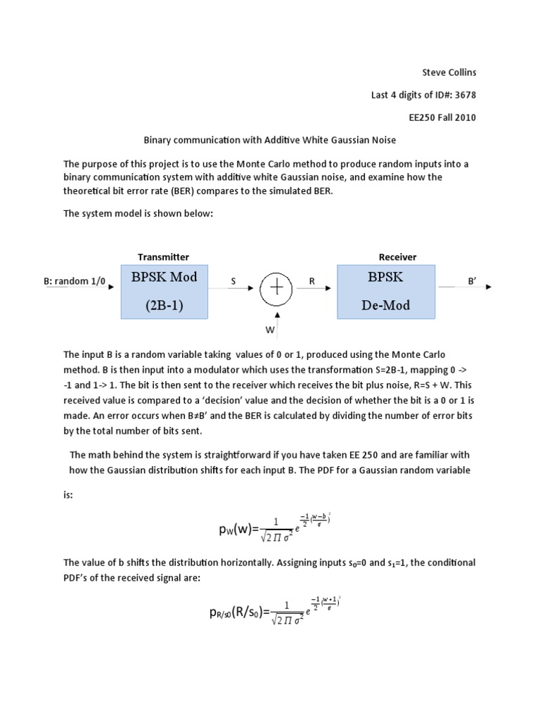 Bpsk Mod 2b 1 Bpsk De Mod Receiver Pdf Telecommunications