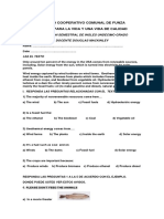 Colegio Cooperativo Comunal de Funza Evaluación Semestral de Inglés Undecimo Grado