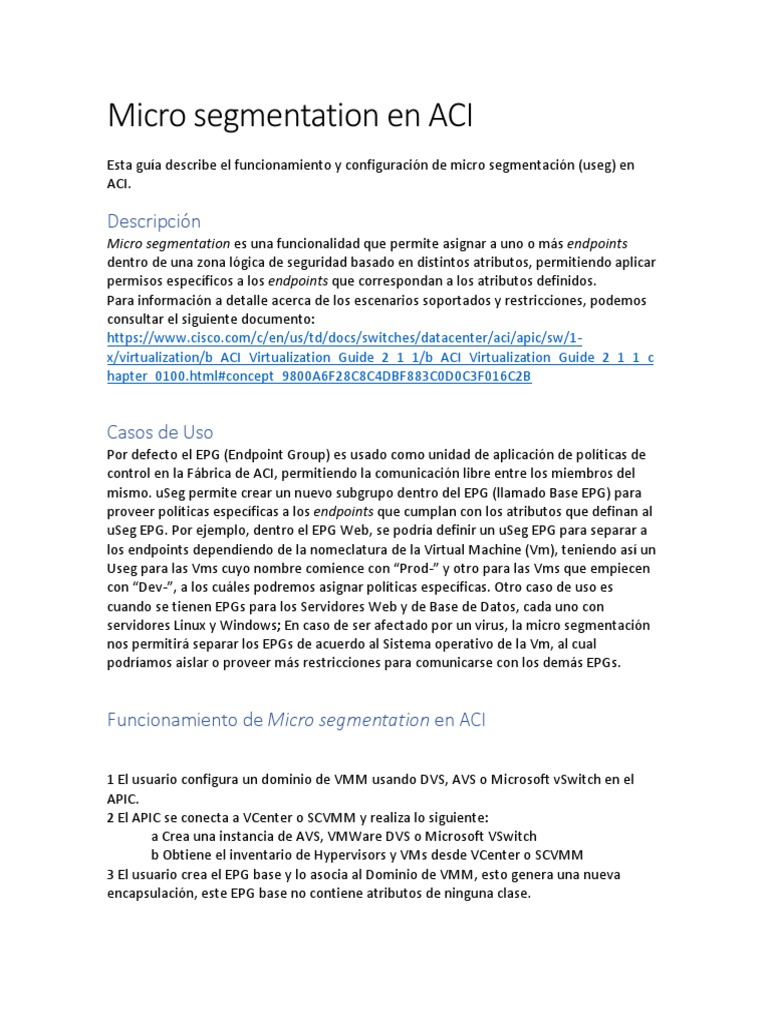 Microsegmentacion en ACI PDF | PDF | Virtualización | Dirección IP