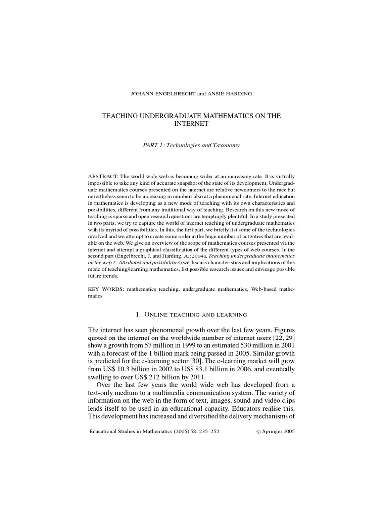 Online Undergraduate Mathematics Teaching | PDF | Educational ...