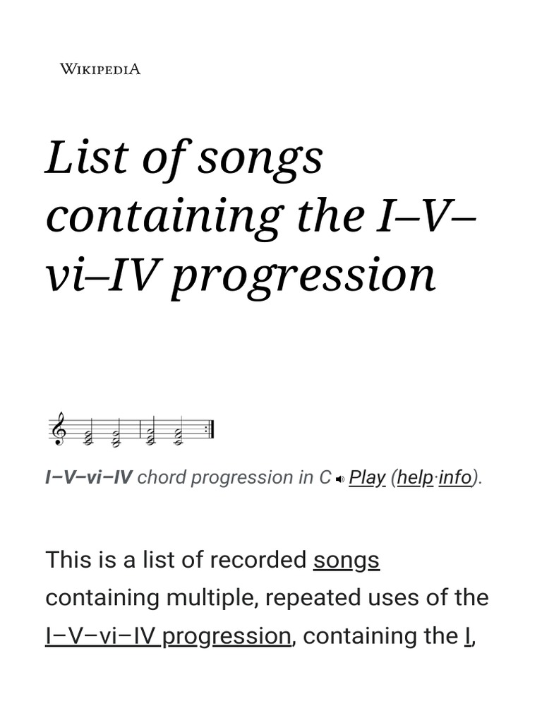 Songs Using I V Vi Iv