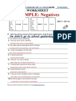 PAST SIMPLE: Negatives: Grammar Worksheet
