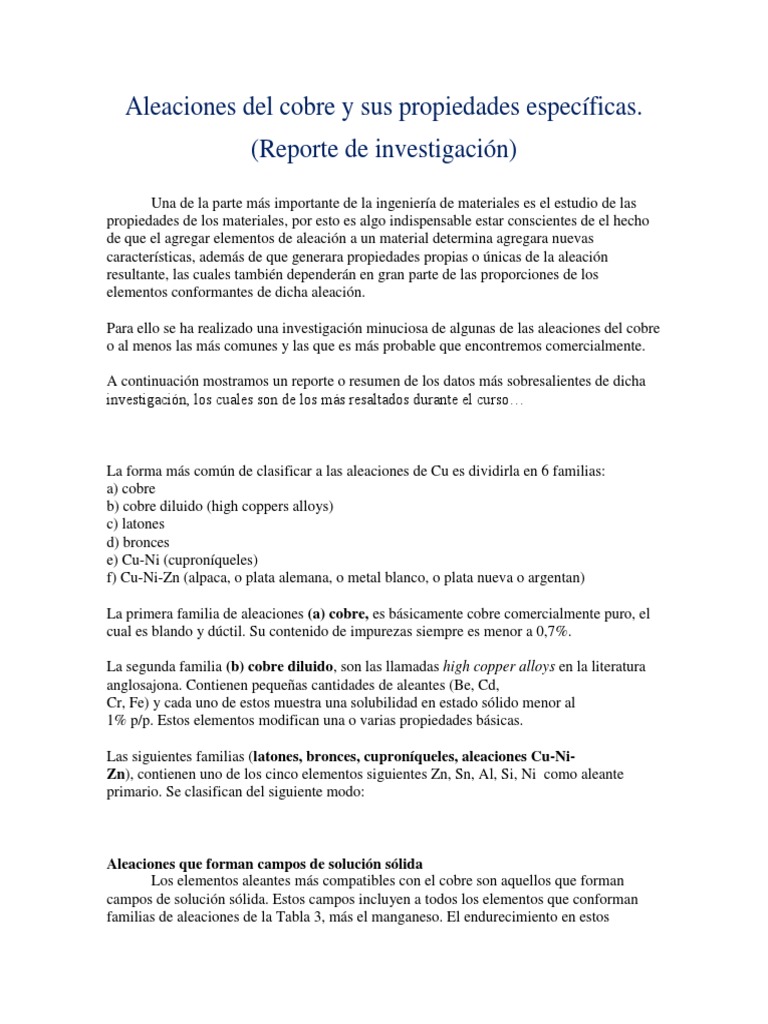 Propiedades de aleaciones de cobre | PDF | Aleación | Latón