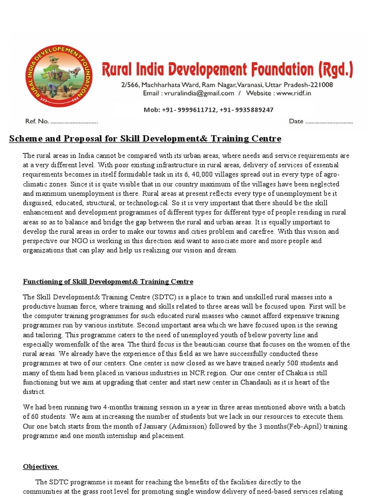 Proposal for Rural Skill Development Center | PDF | Policy | Economies
