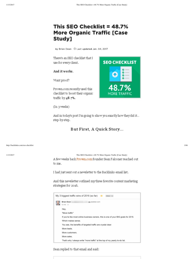 This SEO Checklist 48.7% More Organic Traffic (Case Study) PDF | PDF ...