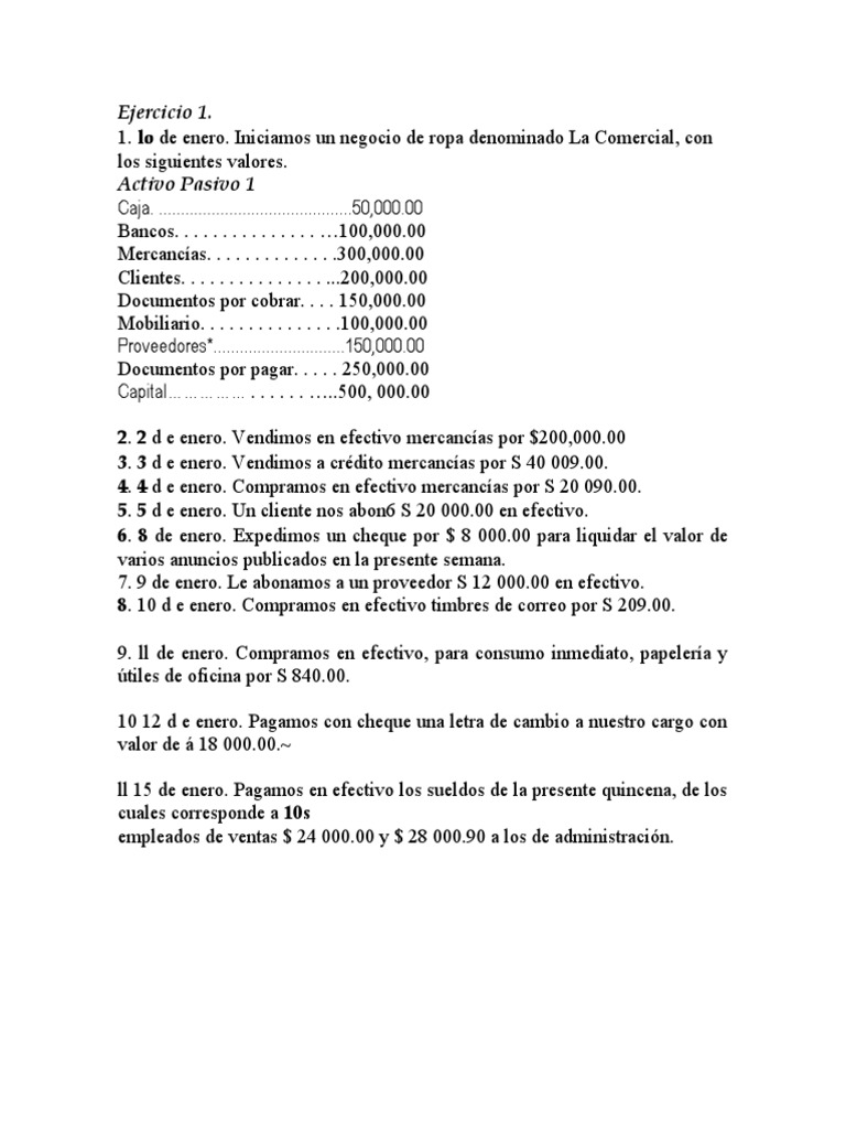 Clase5 R1 Eov1009 4acv1a Lace102 Ejercicios De Registro De Operacion Y Generar Balance Y Edo Resultados Pdf Bancos Economias