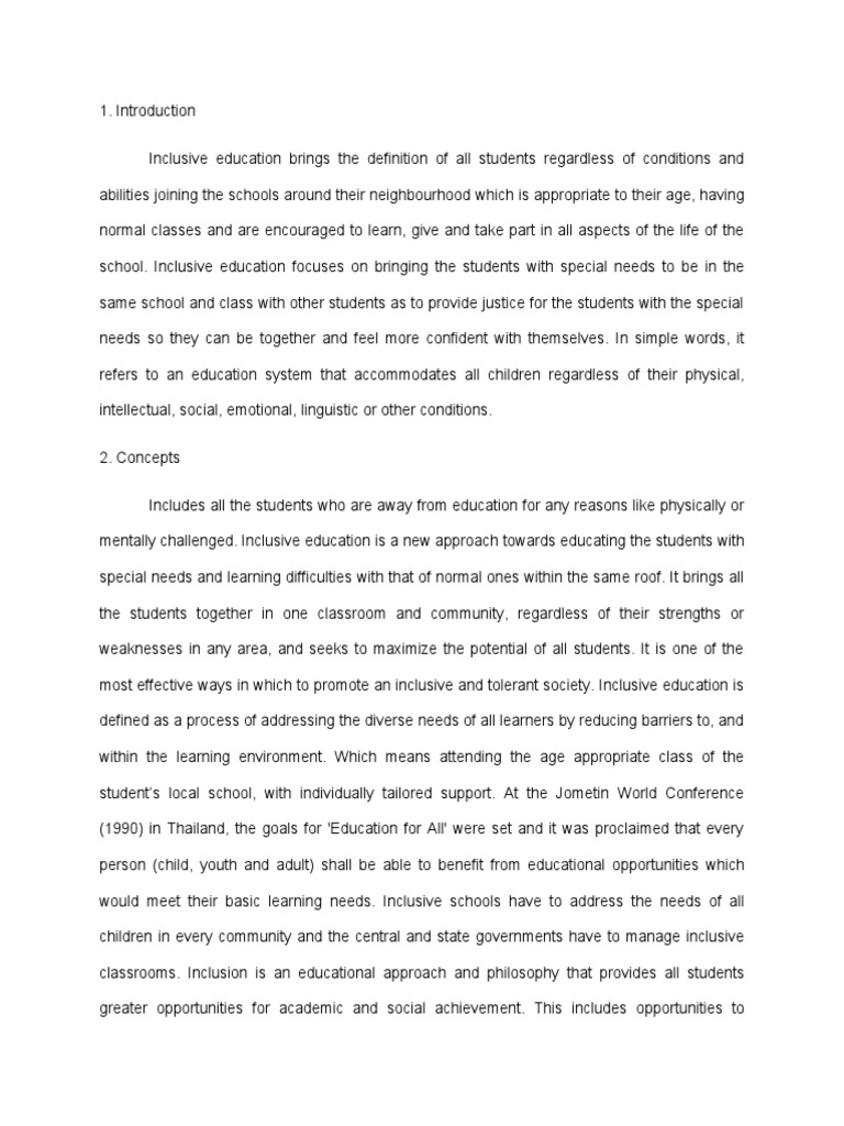 Inclusive Education Essay Download Free Pdf Inclusion Education