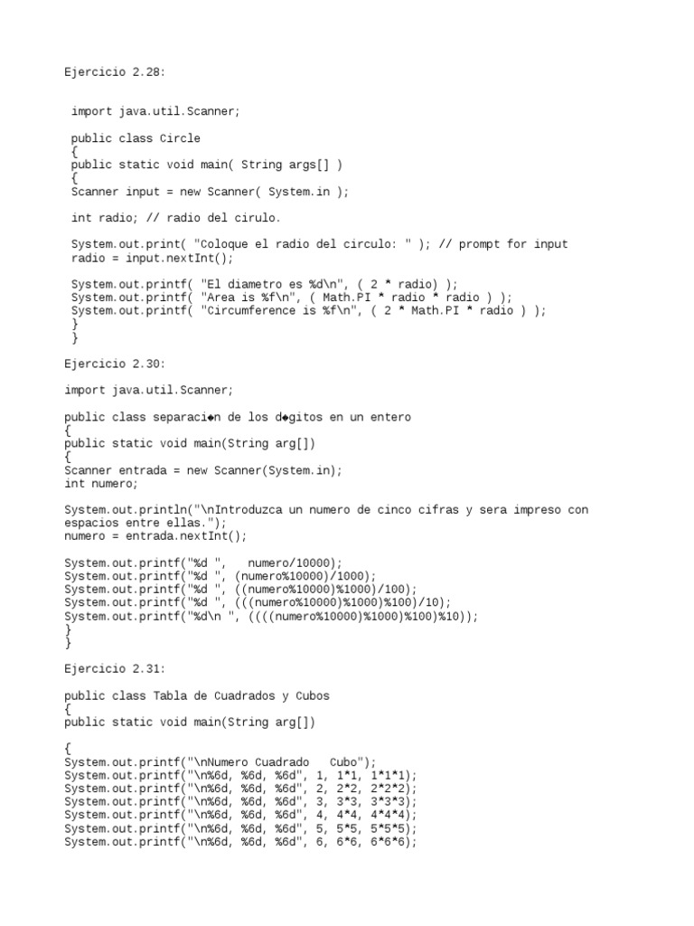 Ejercicios de Java para Principiantes | PDF | Índice de masa corporal ...