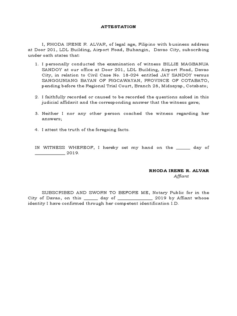 Attestation of Witness Examination | PDF | Finance & Money Management ...