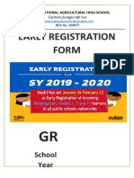 Early Registration Form: School Year