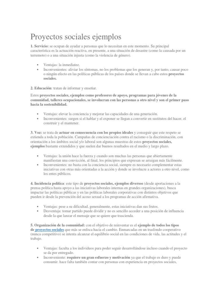 Ejemplos de Proyectos Sociales Efectivos | PDF | Sustentabilidad ...