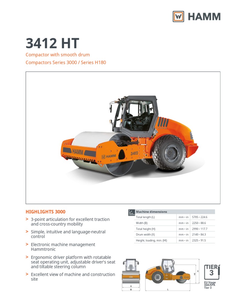 Compactor With Smooth Drum Compactors Series 3000 / Series H180 | PDF ...
