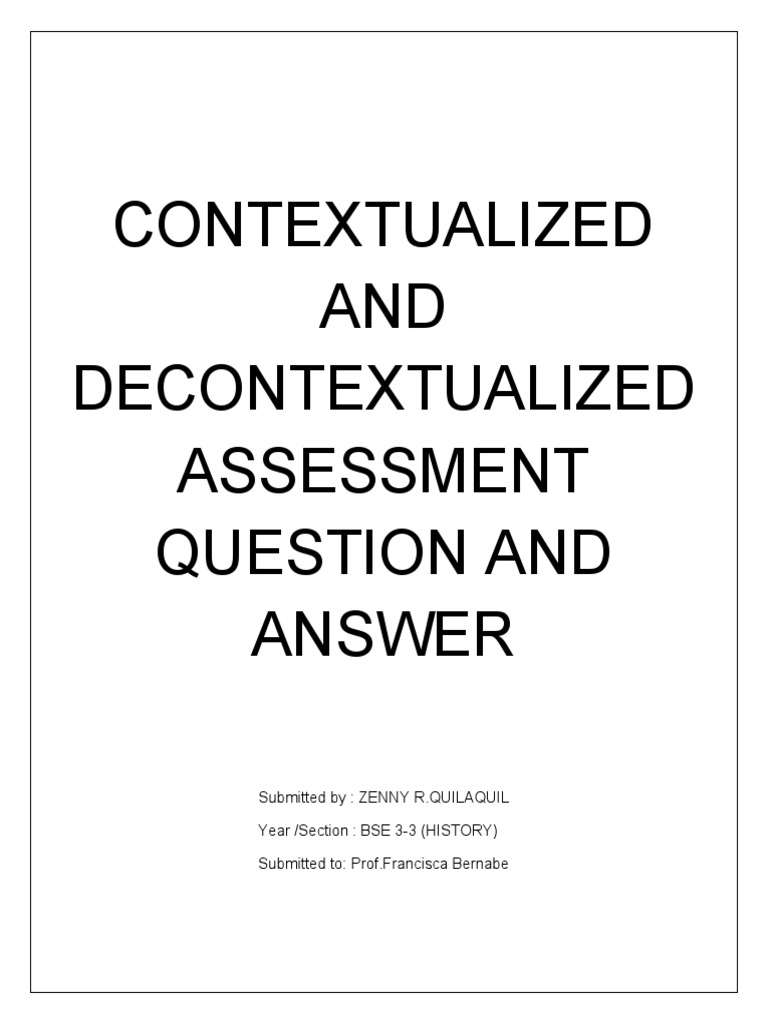 Contextualized vs Decontextualized Assessment | PDF | Wellness