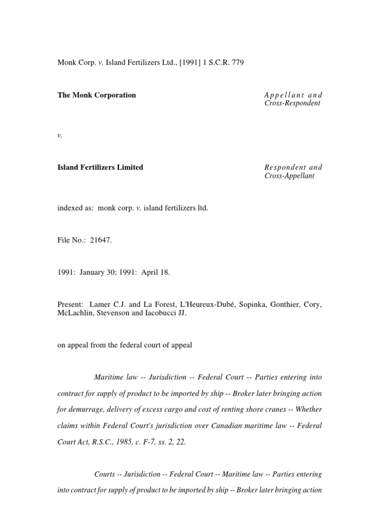 The Monk Corporation PDF Admiralty Law Jurisdiction