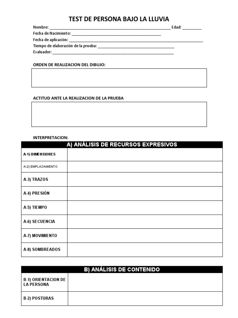 Protocolo Del Test de Persona Bajo La Lluvia | PDF