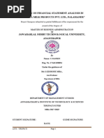 A Study On Financial Statement Analysis in Tirumala Milk Products Pvt. LTD., Palamaner