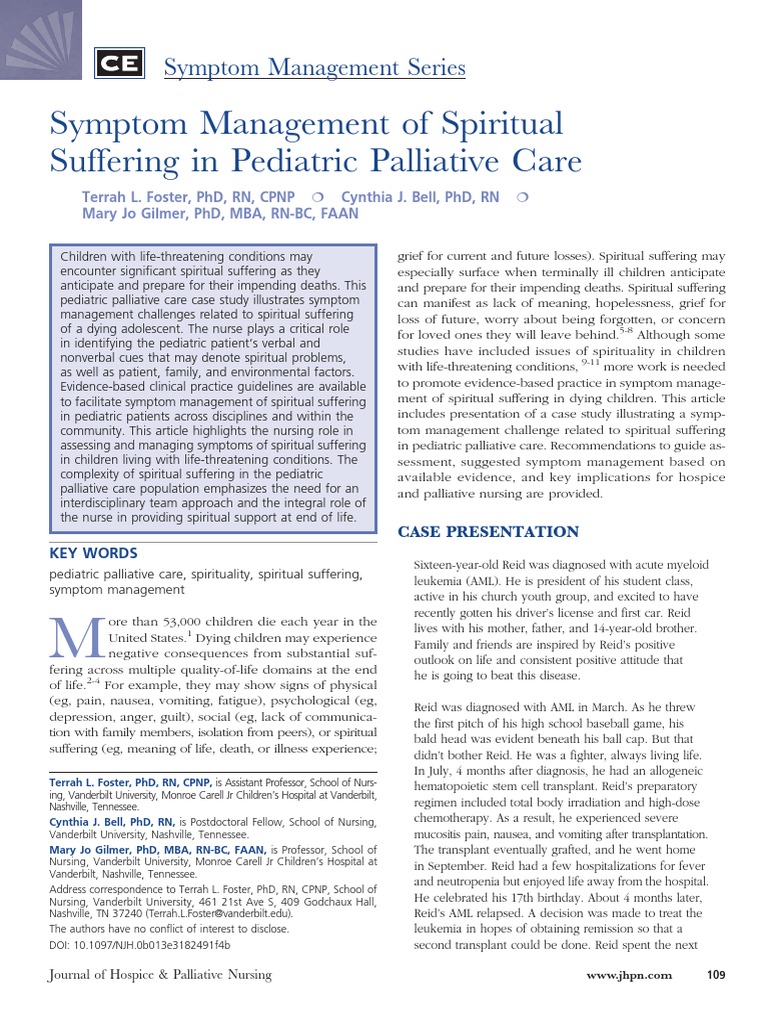 Symptom Management of Spiritual Sufferin | PDF | Palliative Care ...