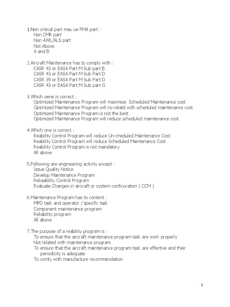 Aircraft Maintenance and Reliability Programs | PDF | Reliability ...
