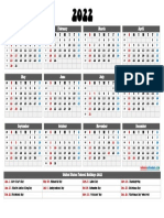 Printable 2022 Yearly Calendar With Holidays