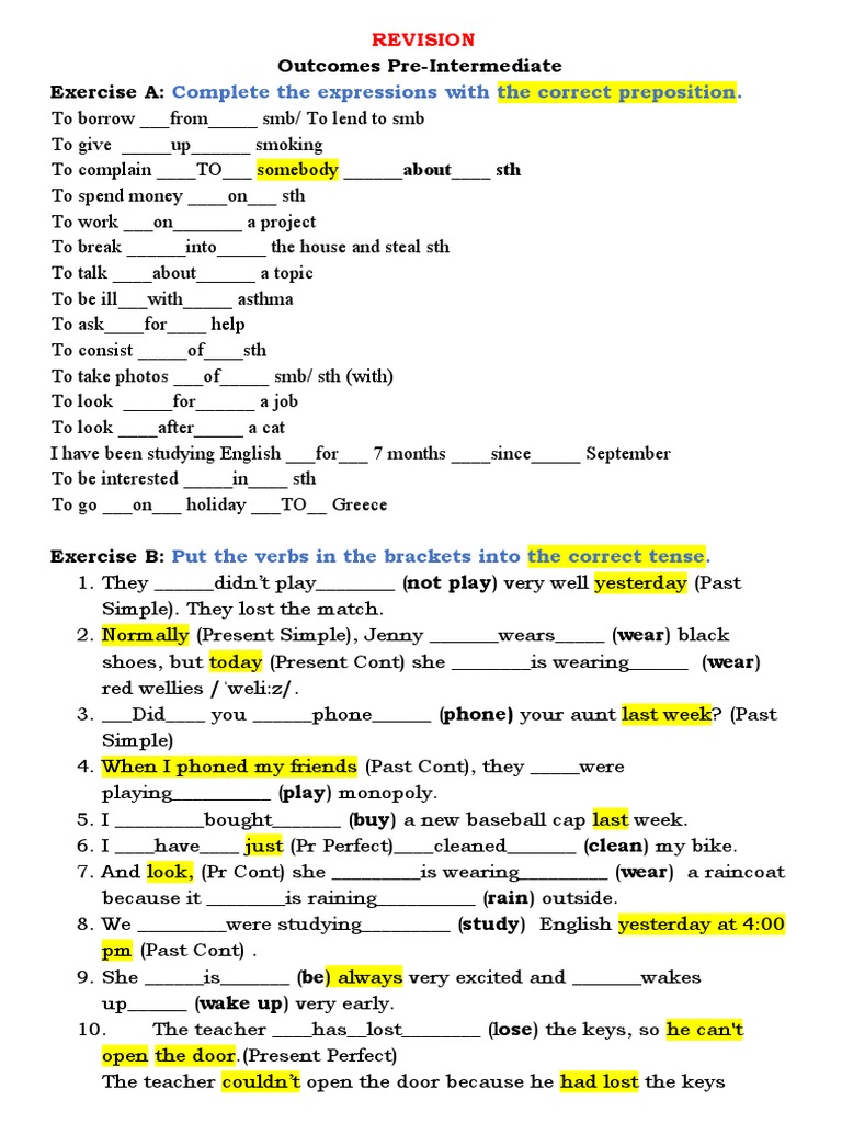 English Grammar Exercises for Beginners | PDF | Syntax | Linguistic ...