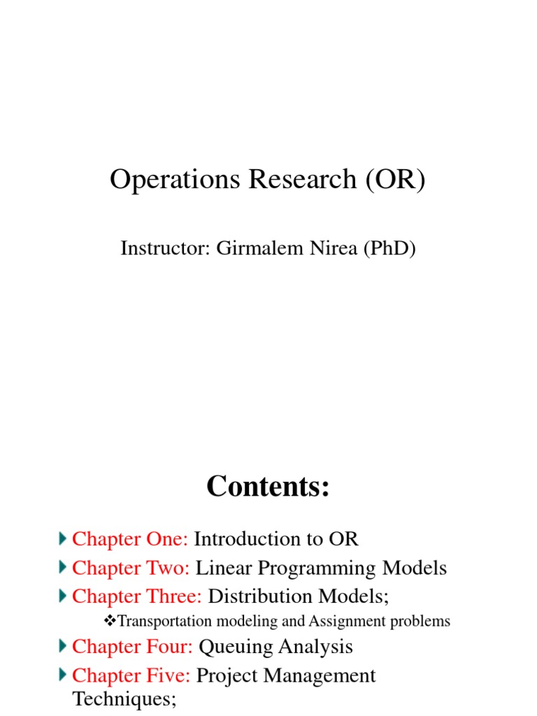 Ch1 Introduction To OR PDF Mathematical Model Operations Research
